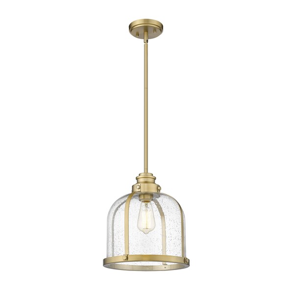 Z-Lite Burren 1 Light Pendant, Heritage Brass And Clear Seedy 337P12HBR - main